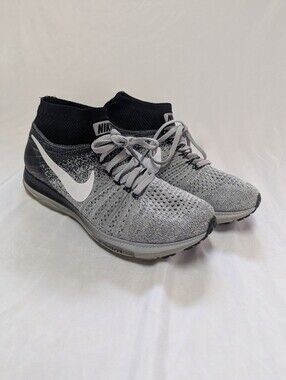 Nike Zoom All Out Flyknit Running Shoes "Grey Wolf" Women's 8 Grey Black Gym